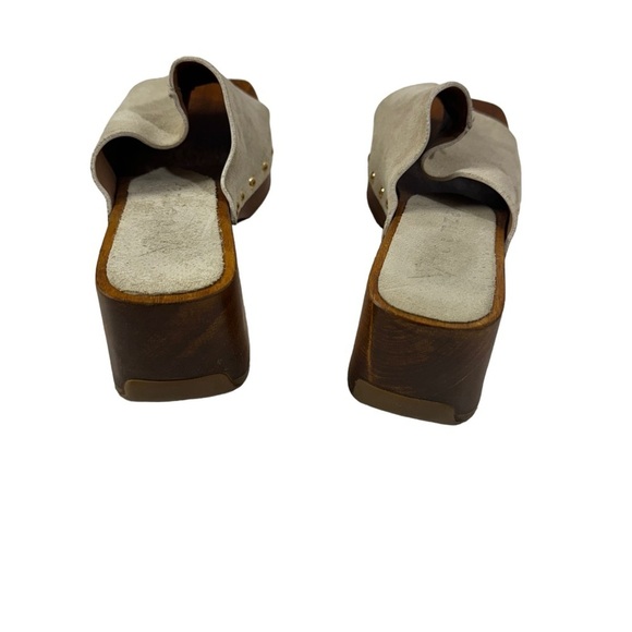 VICENZA taupe suede Leather Wooden Sandals / Clogs size 7 - Picture 5 of 8